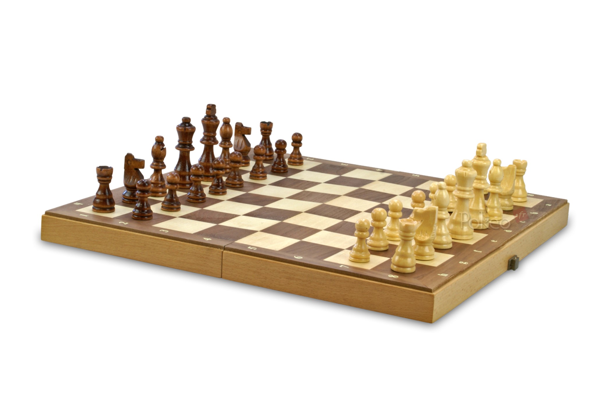 Jeu D'Échecs Magnétique Pliable En Bois 38.1cm Avec Pièces Staunton 7.6cm - Boîte Pin Et Noyer