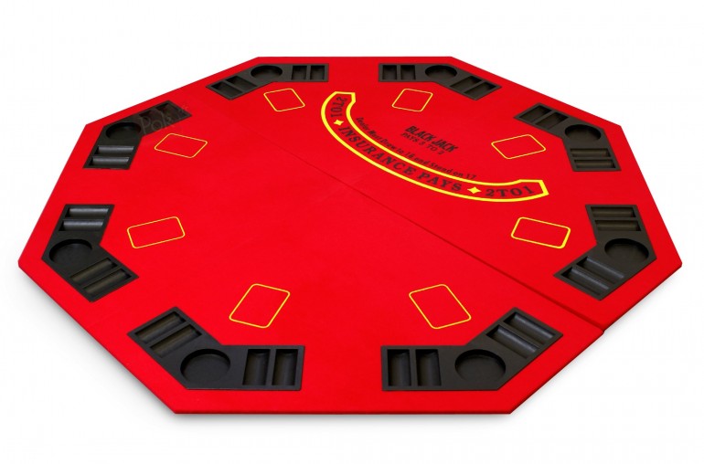 Plateau de poker octogonal 8 joueurs (rouge)