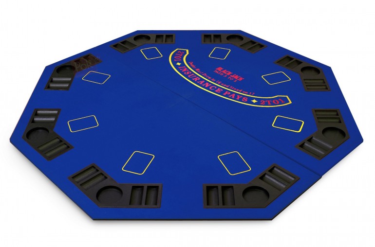Plateau de poker octogonal 8 joueurs (bleu)