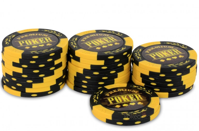 Rouleau 25 jetons Premium Poker Jaune