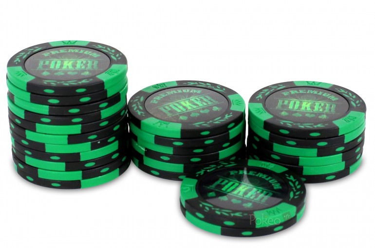 Rouleau 25 jetons Premium Poker Vert