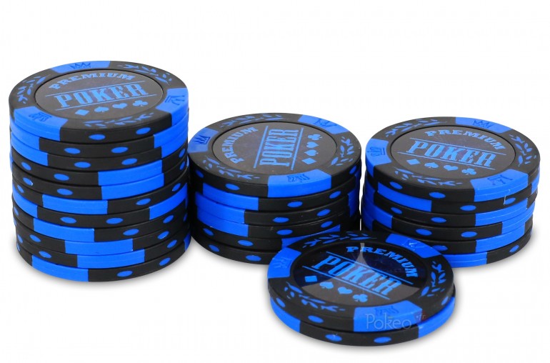 Rouleau 25 jetons Premium Poker Bleu