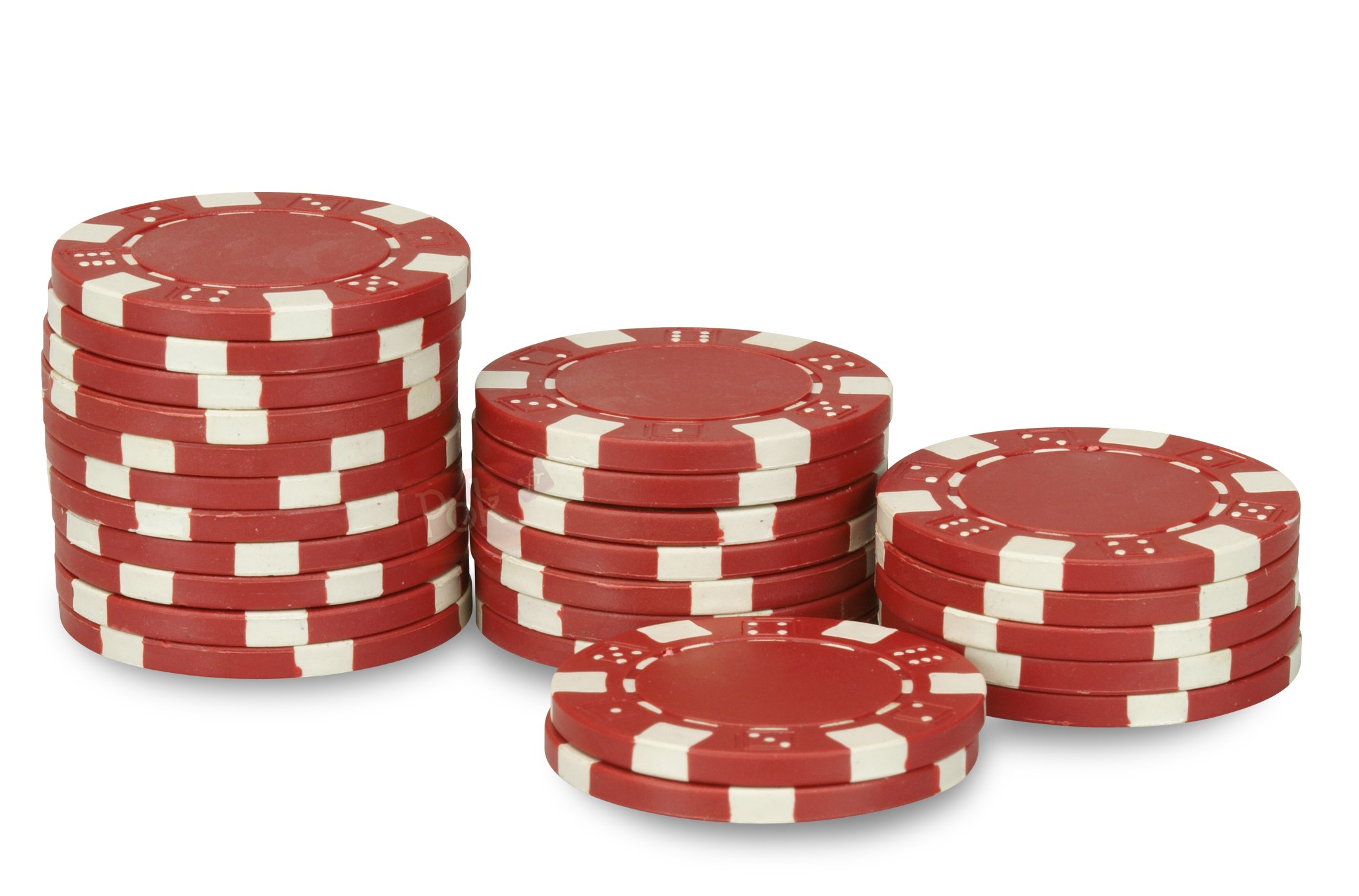 Rouleau de 25 jetons de poker Dice rouge