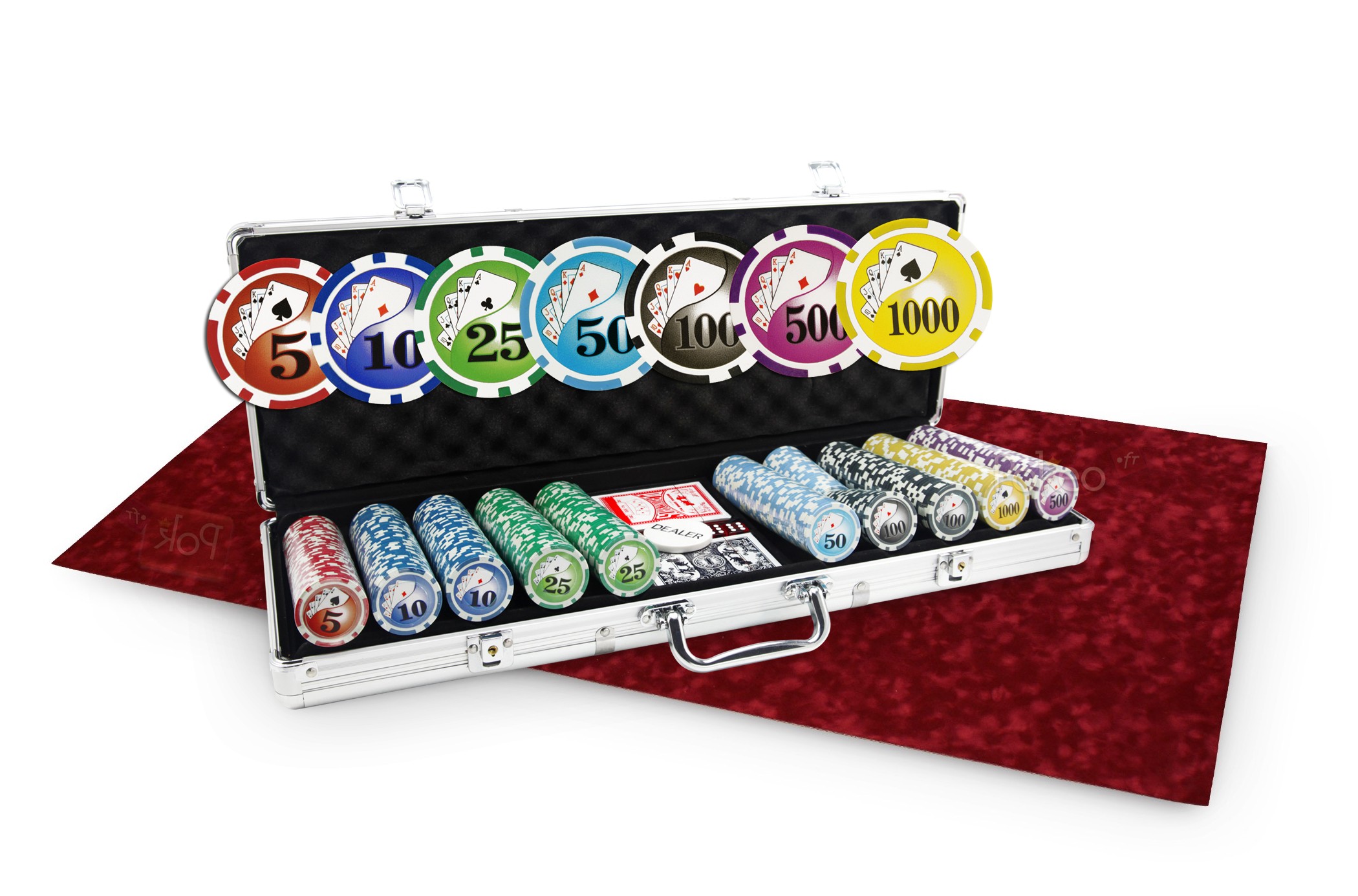 Rouleau De 25 Jetons Poker Laser Deluxe - Valeur 5 - Rouge - Poids 11.5g Avec Insert Métal