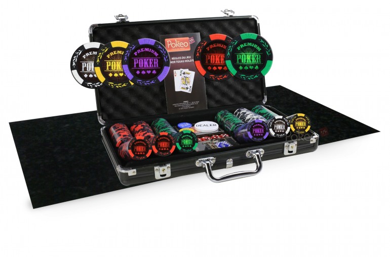 Pack Poker Premium 300 jetons + Tapis noir