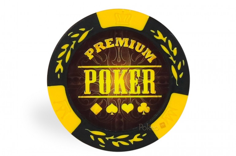 Rouleau 25 jetons Premium Poker Jaune