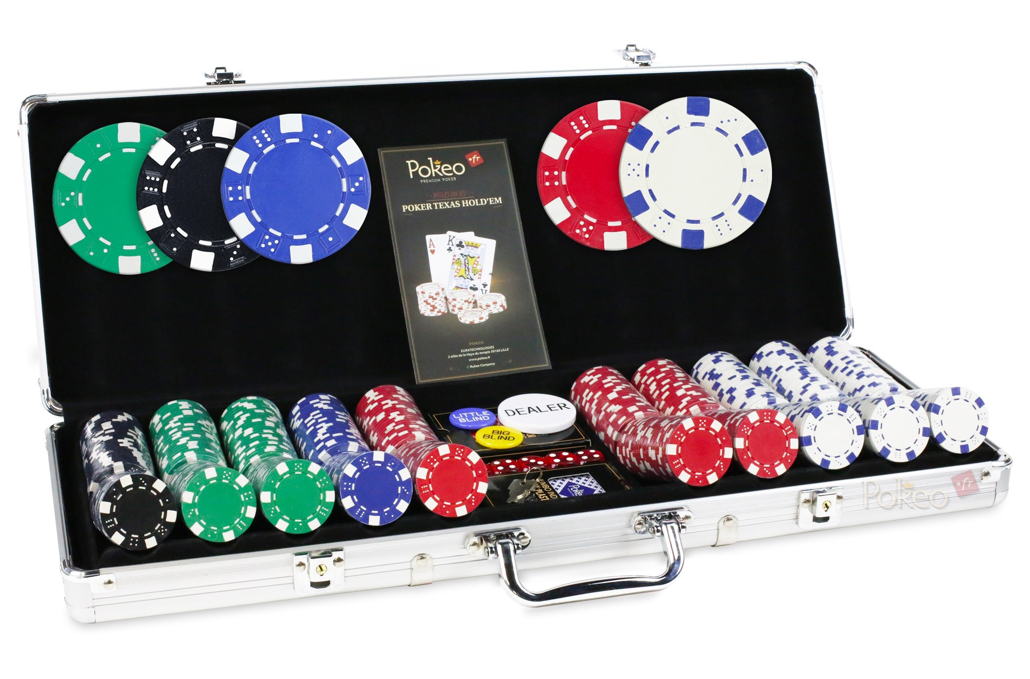 Coffret De Poker Complet Avec 1000 Jetons Laser - Mallette Aluminium, Dés Et Cartes