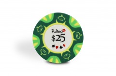 Rouleau De 25 Jetons De Poker Deluxe 100$ Pokeo - Clay Composite 14g, Couleur Noir Et Violet