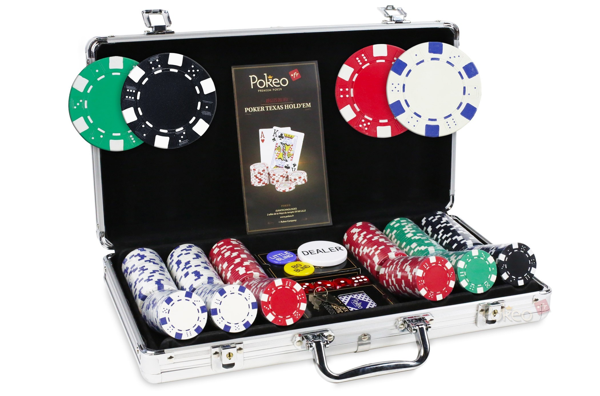 Mallette de poker en cuir grainé - Noir