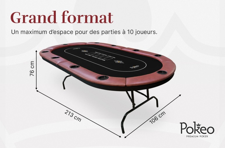 Table de Poker 10 Joueurs - Compacte et Pliable - Noir