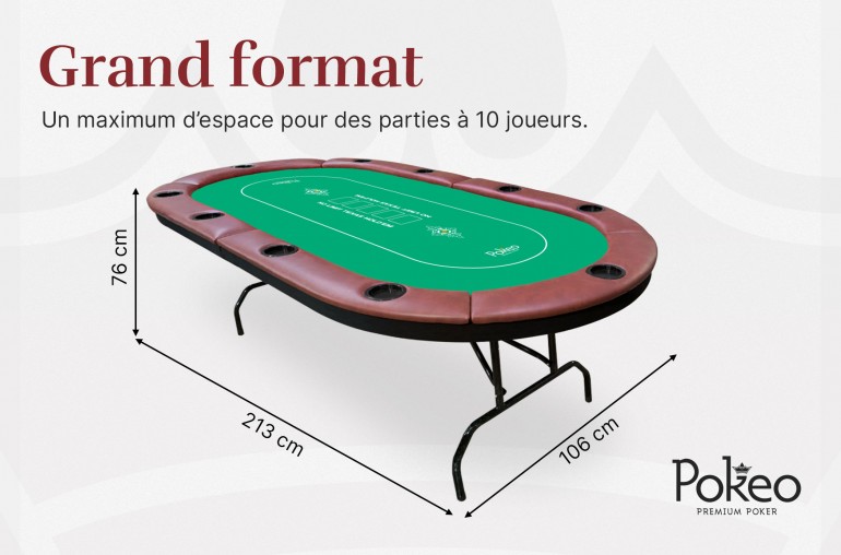 Table de Poker 10 Joueurs - Compacte et Pliable - Vert