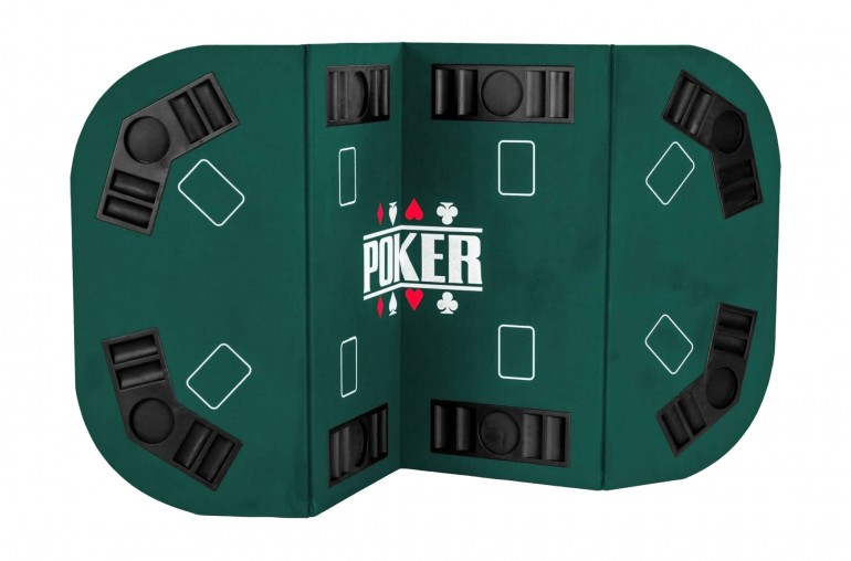 Plateau de Poker 8 Joueurs - Pliable en 4 Parties - Vert