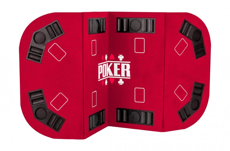 Plateau de Poker 8 Joueurs - Pliable en 4 Parties - Rouge