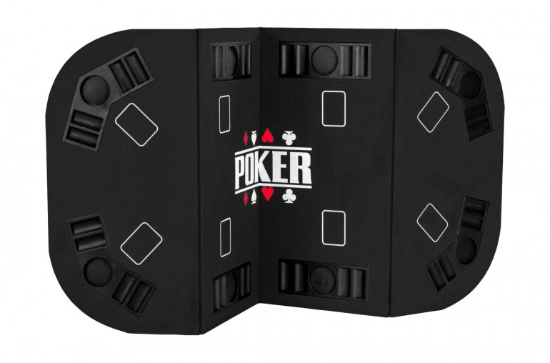 Plateau de Poker 8 Joueurs - Pliable en 4 Parties - Noir