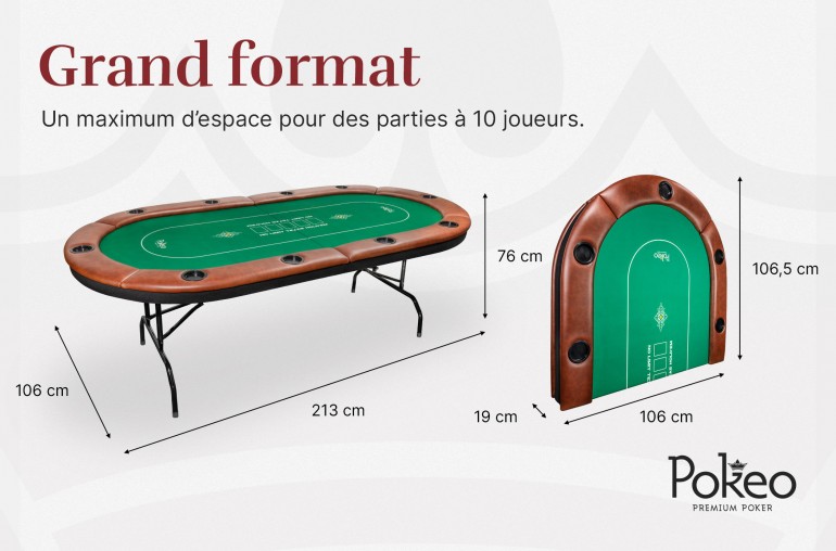 Table de Poker 10 Joueurs - Compacte et Pliable - Vert