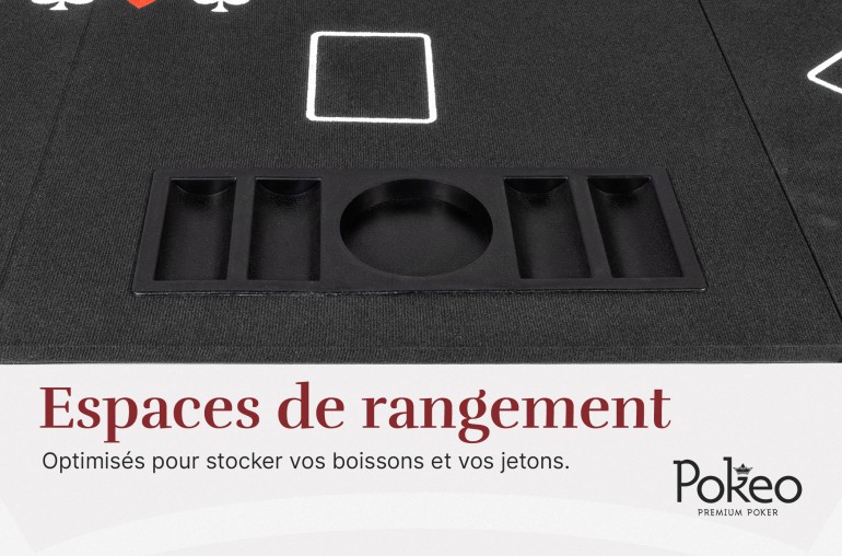 Plateau de Poker 8 Joueurs - Pliable en 4 Parties - Noir