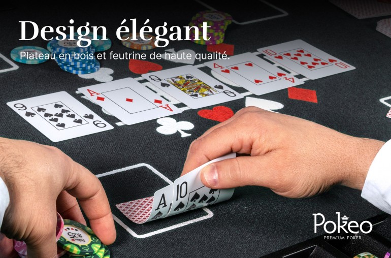 Plateau de Poker 8 Joueurs - Pliable en 4 Parties - Noir