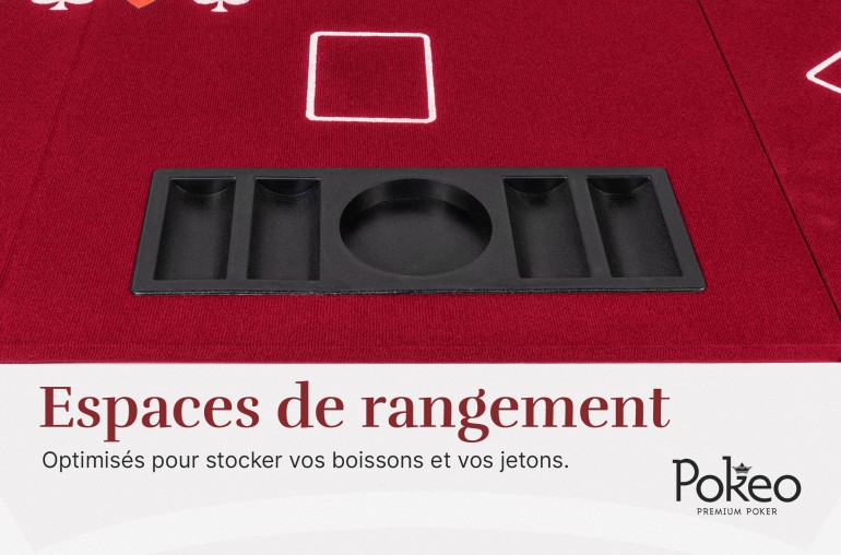 Plateau de Poker 8 Joueurs - Pliable en 4 Parties - Rouge