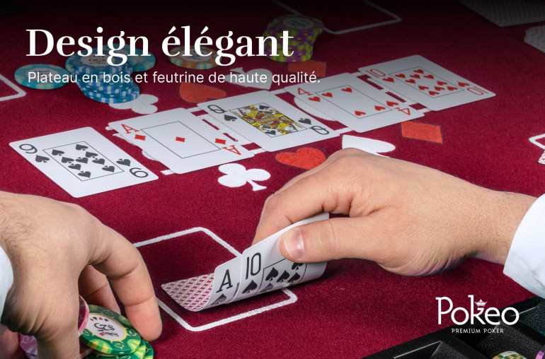 Plateau de Poker 8 Joueurs - Pliable en 4 Parties - Rouge