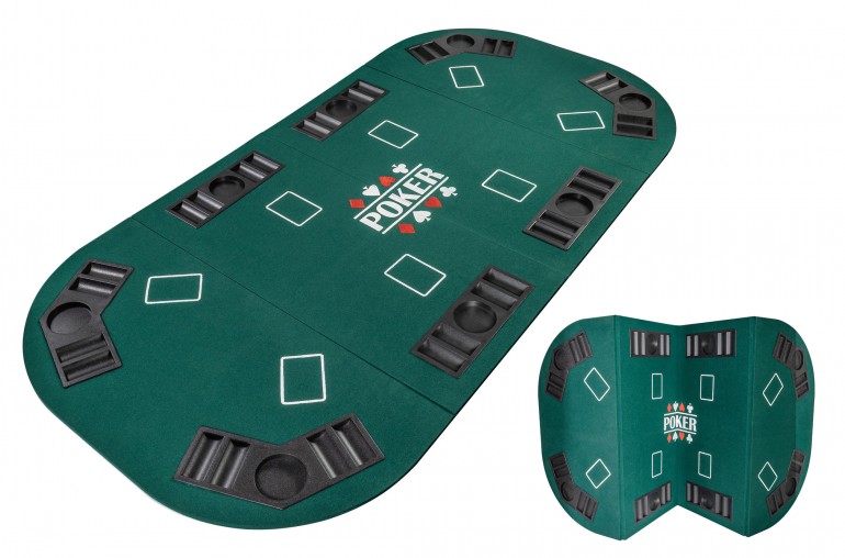 Plateau de Poker 8 Joueurs - Pliable en 4 Parties - Vert