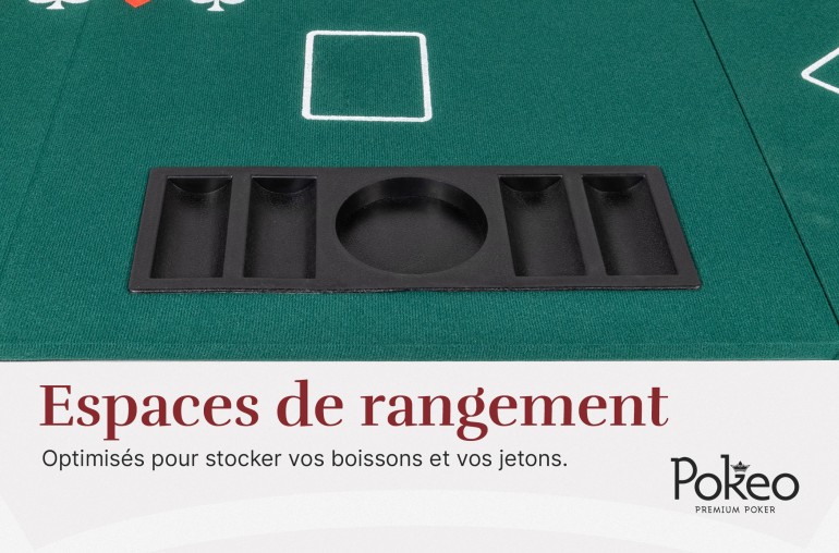 Plateau de Poker 8 Joueurs - Pliable en 4 Parties - Vert