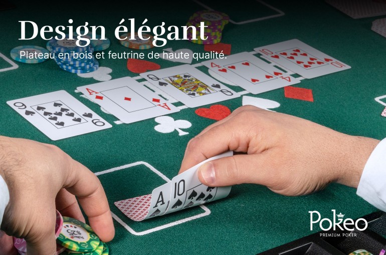 Plateau de Poker 8 Joueurs - Pliable en 4 Parties - Vert