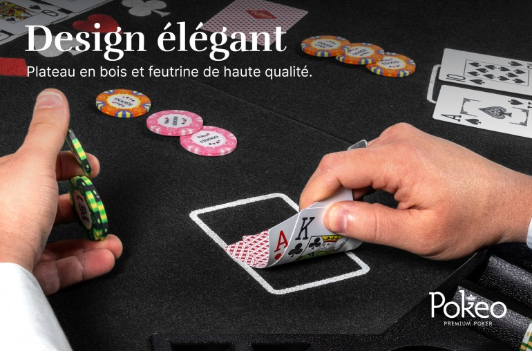 Plateau de poker octogonal 8 joueurs (noir)