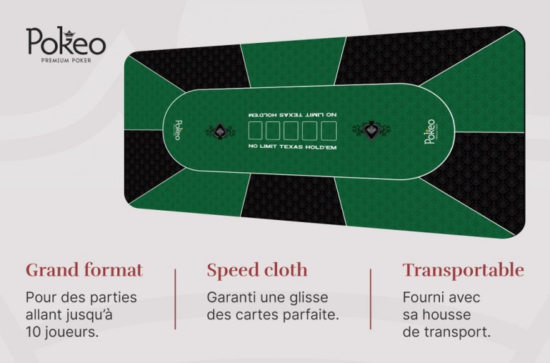 Tapis de Poker 180x90 Spade Vert