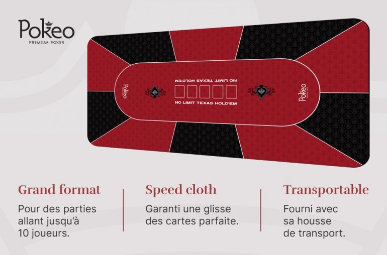 Tapis de Poker 180x90 Spade Rouge