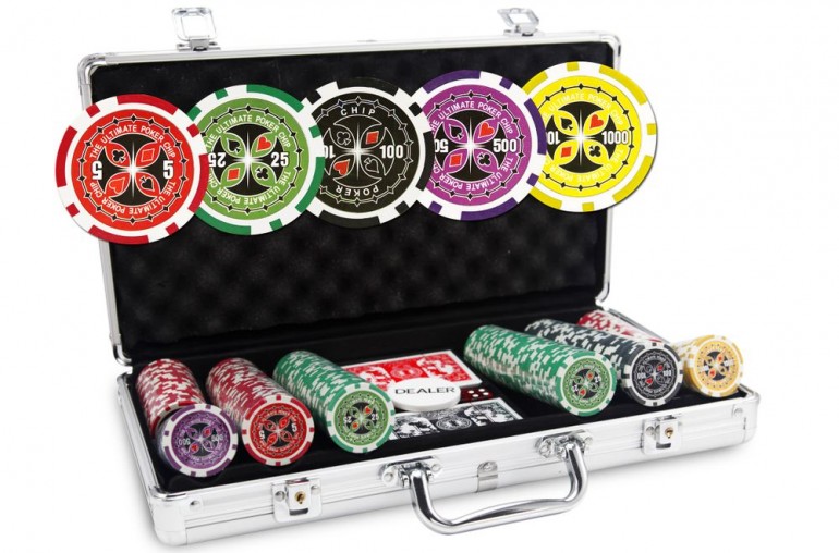 Coffret De Poker Complet Avec 500 Jetons, 2 Jeux De Cartes, Dés Et Bouton Dealer - Mallette Aluminium Noir