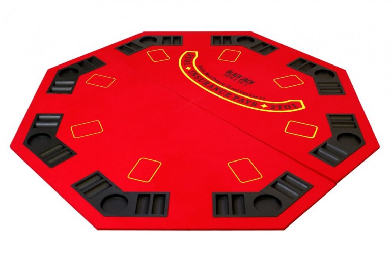 Plateau de poker octogonal 8 joueurs (rouge)